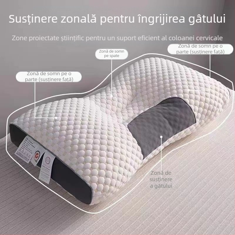Nucleu de pernă pentru protecția coloanei cervicale și somn, pentru adulți, formă os, umplutură sintetică