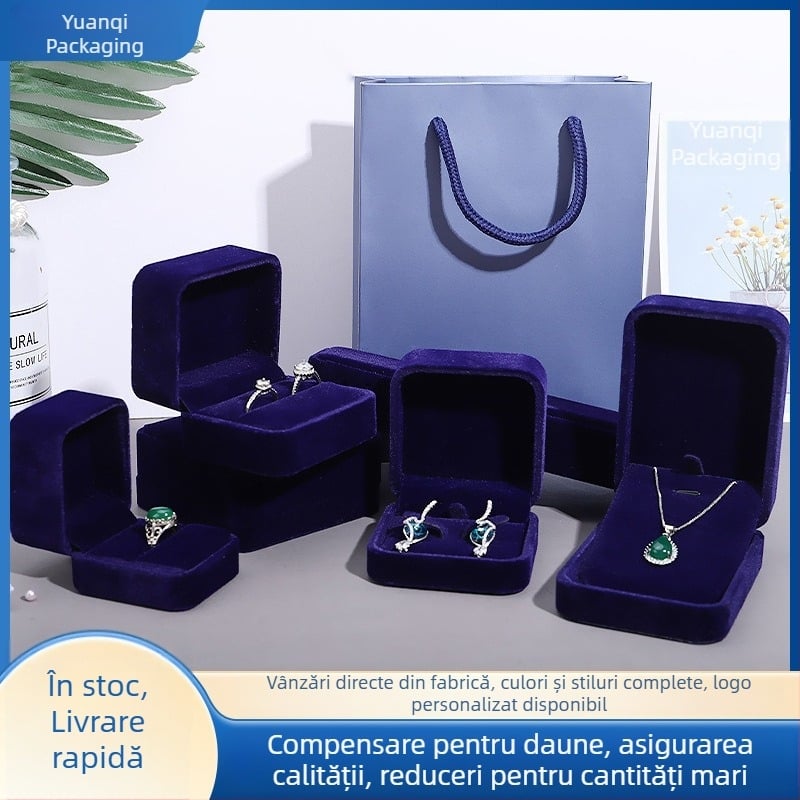 Cutie de bijuterii din catifea premium – pentru cercei, colier și inele