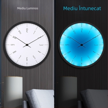 Ceas de perete inteligent, cu control vocal, iluminat LED, mișcare quartz, funcționare silențioasă, montare pe perete