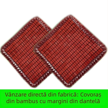 Pernă pentru scaun auto din bambus, margine dantelată, pătrată, 46×46 cm