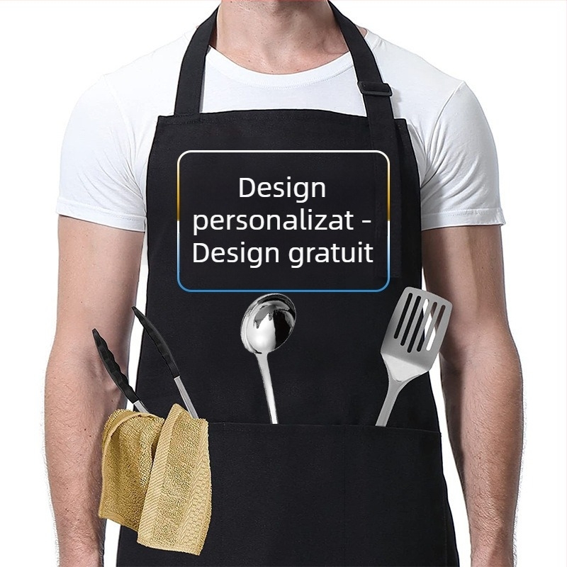 Șorț personalizat cu logo, imprimare disponibilă, impermeabil, șorț cu gât tip halter, pentru casă și bucătărie