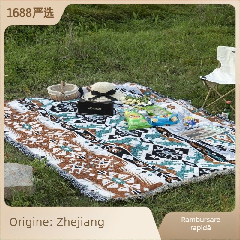 Cuvertură cu temă tigru – decor pentru canapea, imprimeu desen animat, pentru călătorii și camping, poliester