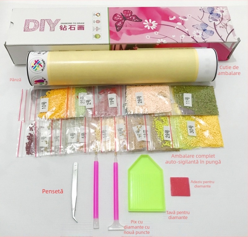 Kit de pictură cu diamante 5D: vază cu trandafiri pentru living și dormitor, broderie încrucișat, dimensiune mică