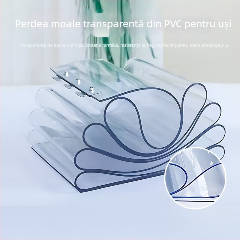 Draperie transparentă pentru ușă din PVC, personalizată, pentru toate anotimpurile — rezistentă la vânt și separator pentru aer condiționat, pentru uz casnic și comercial