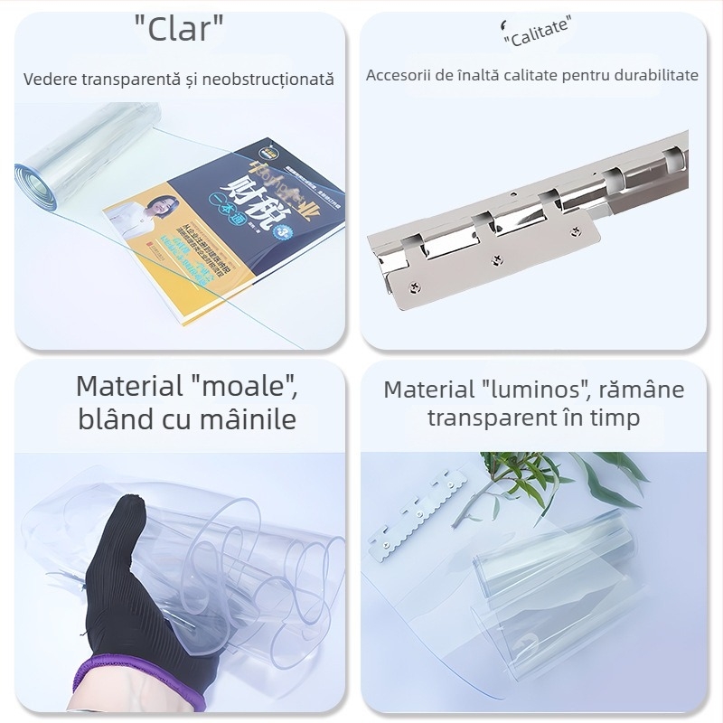 Draperie transparentă pentru ușă din PVC, personalizată, pentru toate anotimpurile — rezistentă la vânt și separator pentru aer condiționat, pentru uz casnic și comercial