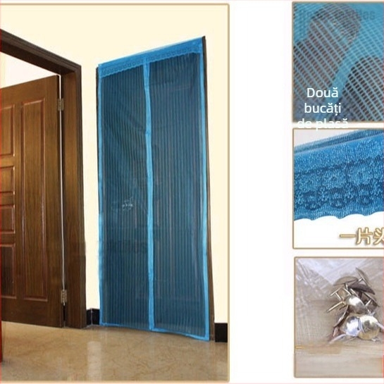 Cortină magnetică pentru ușă, protecție împotriva țânțarilor, plasă de ușă pentru interior, închidere magnetică