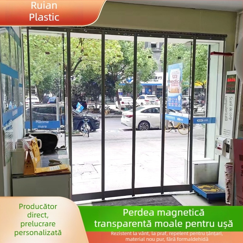 Perdea magnetică de ușă, PVC transparent, perdea despărțitoare, protecție împotriva țânțarilor și vântului, pentru uz casnic și comercial