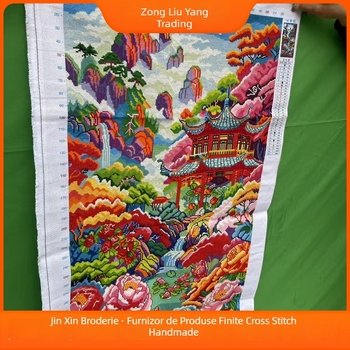 Tablou peisaj în broderie în cruce, cerneală, pentru decorul casei