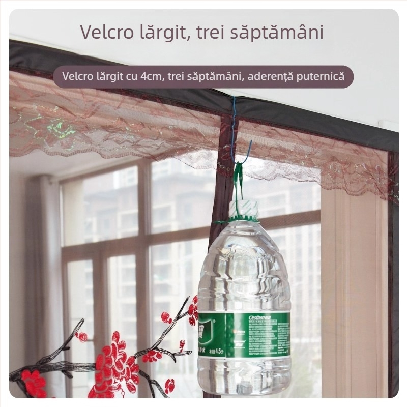 Cortină de plasă magnetică pentru ușă, cu bandă magnetică completă, pentru uz casnic, fără găurire, pentru vară