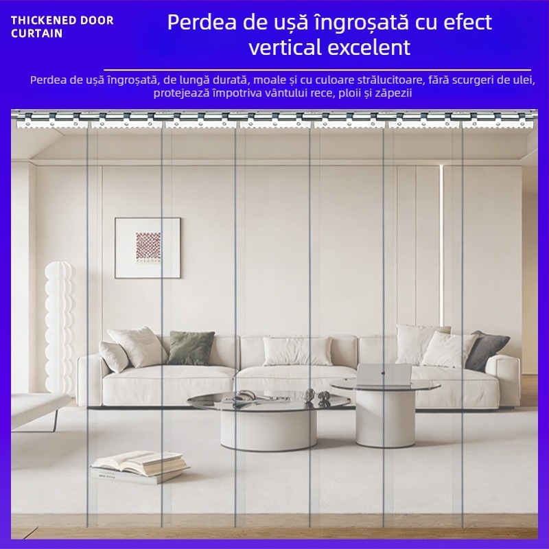 Cortină transparentă pentru ușă din PVC, rezistentă la vânt și izolantă termică, pentru toate anotimpurile, protecție împotriva prafului, perdea despărțitoare pentru casă și spații comerciale