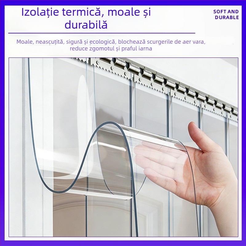 Cortină transparentă pentru ușă din PVC, rezistentă la vânt și izolantă termică, pentru toate anotimpurile, protecție împotriva prafului, perdea despărțitoare pentru casă și spații comerciale