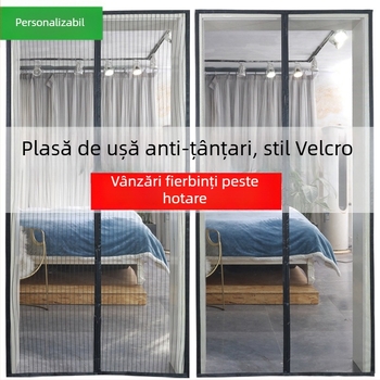 Draperie de ușă anti-țânțari cu plasă, închidere magnetică și Velcro, pentru uz casnic