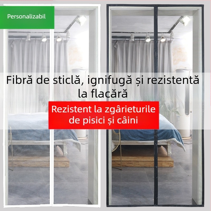 Draperie de ușă anti-țânțari cu plasă, închidere magnetică și Velcro, pentru uz casnic