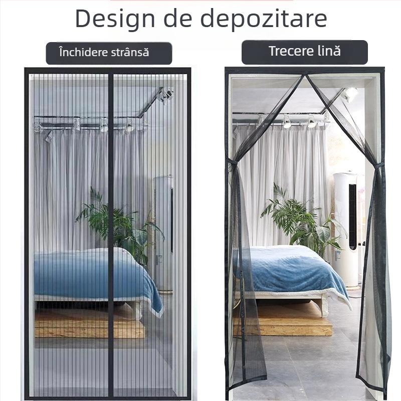 Draperie de ușă anti-țânțari cu plasă, închidere magnetică și Velcro, pentru uz casnic