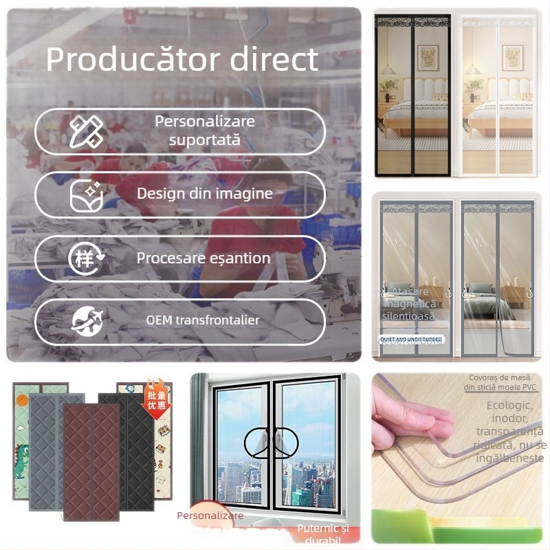 Perdea din material pentru ușă, plasă împotriva insectelor și mat de masă pentru uz casnic – stil modern minimalist, potrivit pentru living, dormitor și baie.
