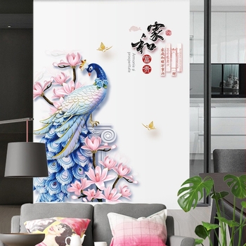 SK9374 Zhonglan Phoenix albastru – Autocolant decorativ de perete, impermeabil și detașabil, pentru bucătărie, balcon, baie, hol și living