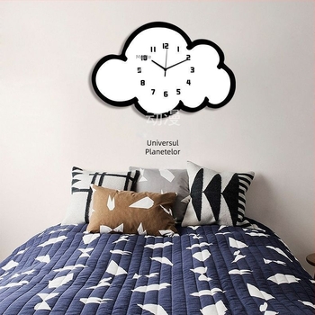 Ceas de perete cu soare și nori, în stil desen animat, decor pentru living și camera copiilor, funcționare silențioasă, ceas drăguț cu pictură atârnată