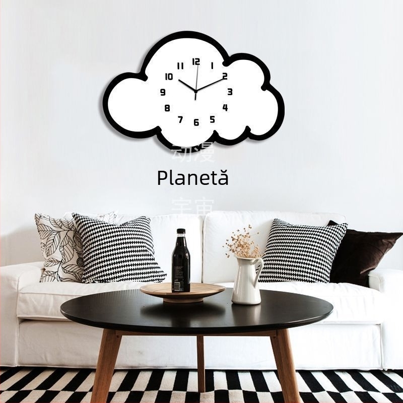 Ceas de perete cu soare și nori, în stil desen animat, decor pentru living și camera copiilor, funcționare silențioasă, ceas drăguț cu pictură atârnată