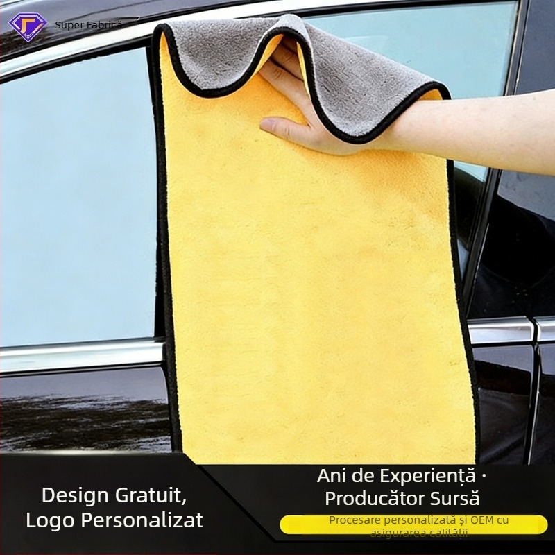 Prosop dublu față pentru spălarea mașinii, din fleece coral, gros și absorbant, personalizabil cu imprimare de logo