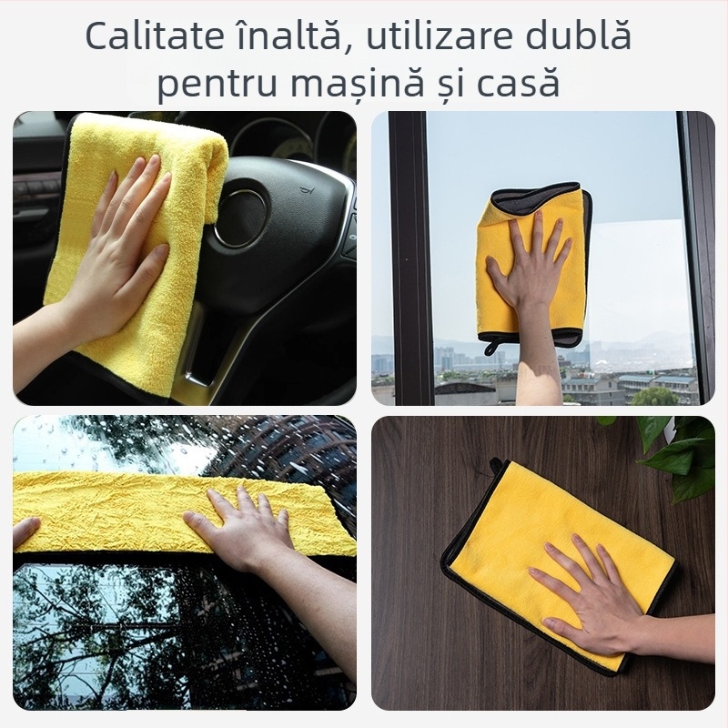 Prosop dublu față pentru spălarea mașinii, din fleece coral, gros și absorbant, personalizabil cu imprimare de logo