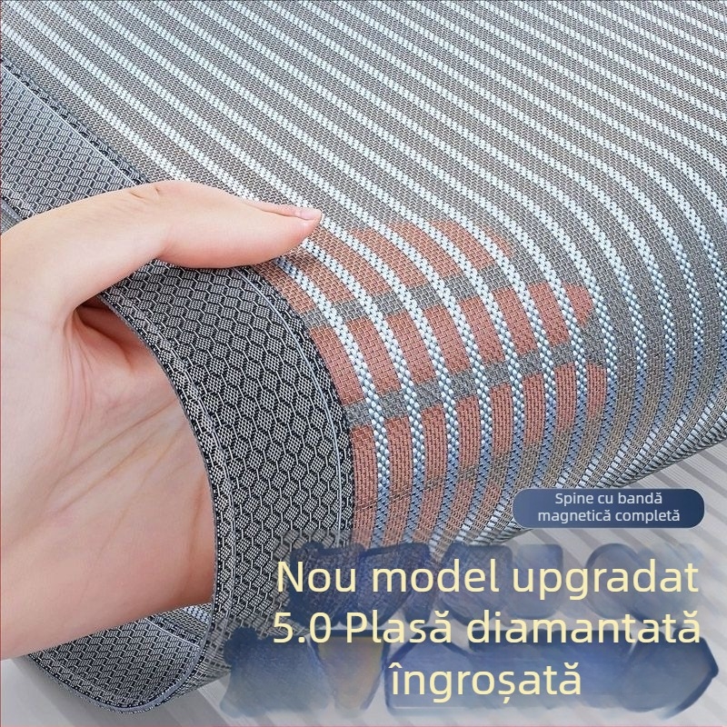 Nouă perdea de ușă din plasă diamant pentru uz casnic, cu bandă Velcro, protecție împotriva țânțarilor vara, perdea magnetică fără găuri
