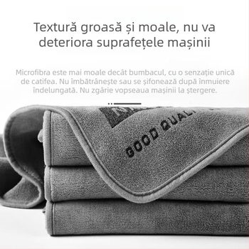 Prosop de curățare a mașinii din microfibră, cu logo, 400 g, față dublă, gros, foarte absorbant, fără scame