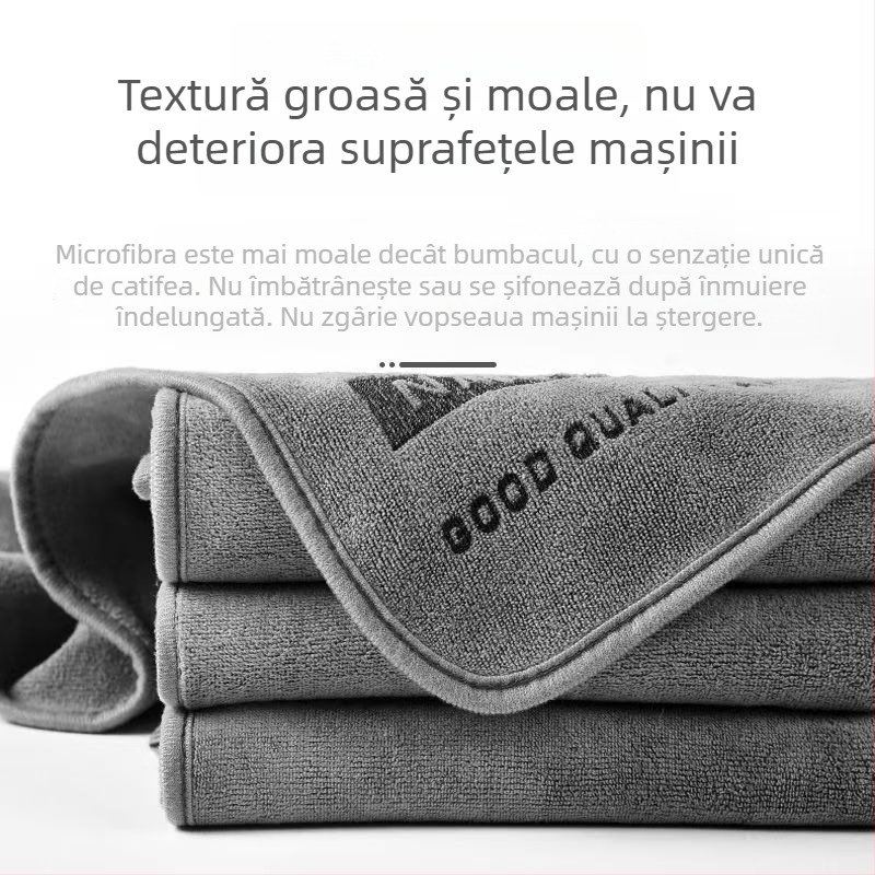 Prosop de curățare a mașinii din microfibră, cu logo, 400 g, față dublă, gros, foarte absorbant, fără scame