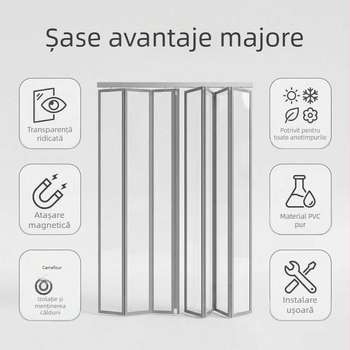 Cortină transparentă din PVC, pliabilă, pentru magazine și supermarketuri, barieră împotriva vântului și prafului, pentru toate anotimpurile, pentru depozite și uz casnic