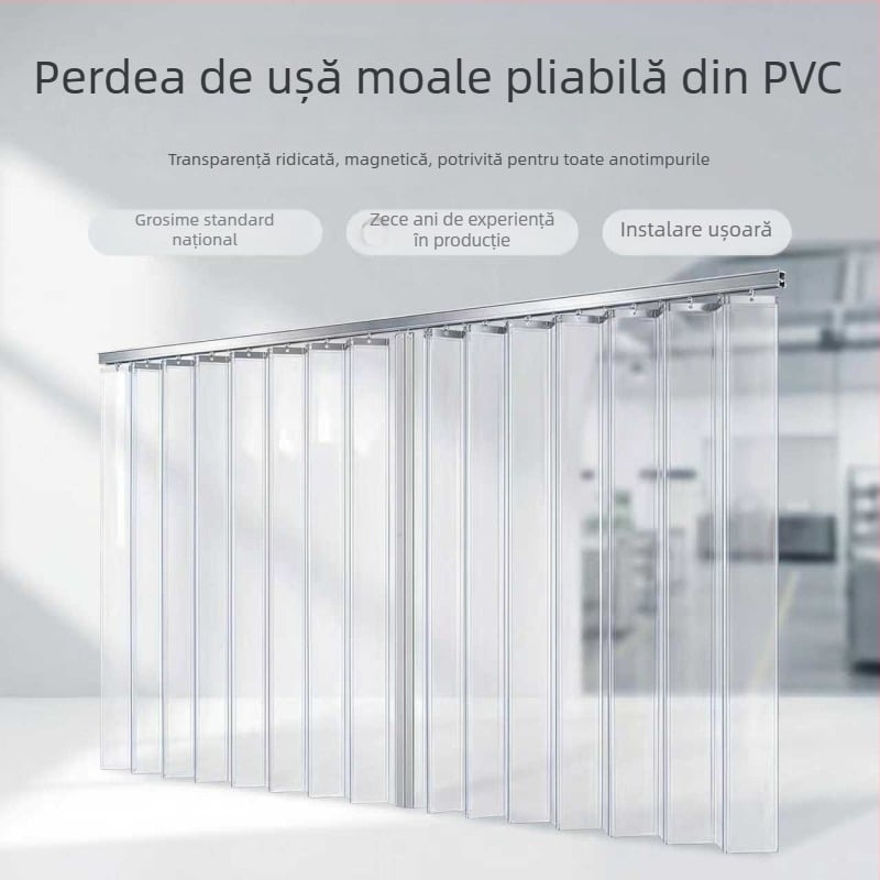 Cortină transparentă din PVC, pliabilă, pentru magazine și supermarketuri, barieră împotriva vântului și prafului, pentru toate anotimpurile, pentru depozite și uz casnic