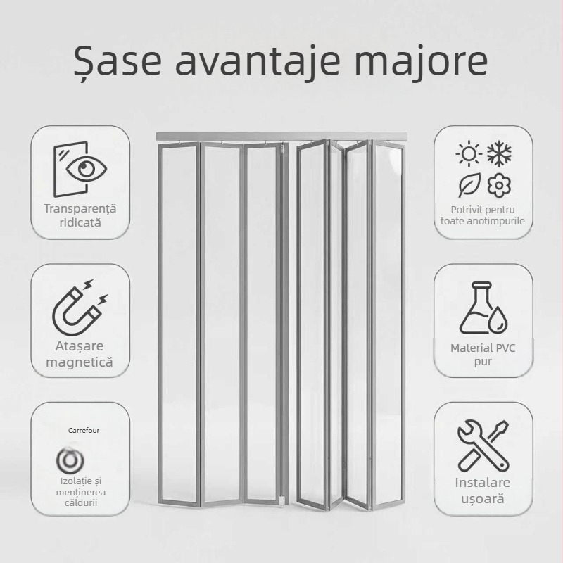 Cortină transparentă din PVC, pliabilă, pentru magazine și supermarketuri, barieră împotriva vântului și prafului, pentru toate anotimpurile, pentru depozite și uz casnic