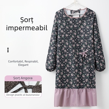 Șorț de bucătărie impermeabil, gros, pentru adulți, rezistent la ulei, cu mâneci lungi