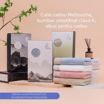 Cutie cadou cu prosoape din bumbac 100% și prosop de baie – set cadou premium cu logo personalizat