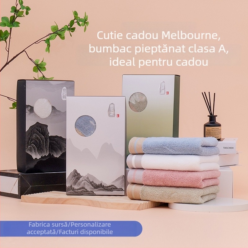 Cutie cadou cu prosoape din bumbac 100% și prosop de baie – set cadou premium cu logo personalizat