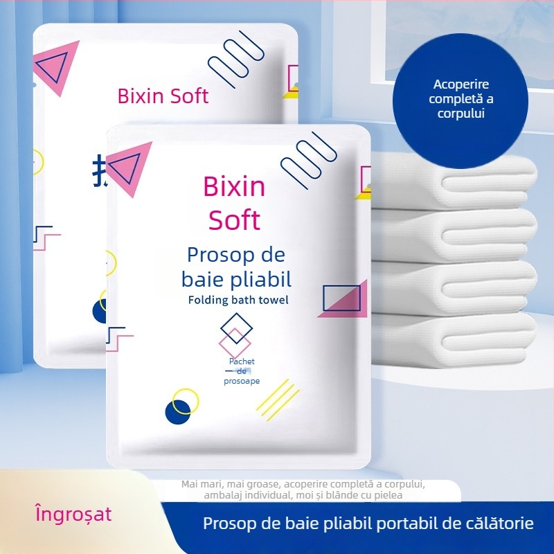 Prosop de baie de unică folosință, ambalat individual, din bumbac comprimat, mărime mare, pentru călătorii și hoteluri, uscare rapidă, pentru baie și plajă