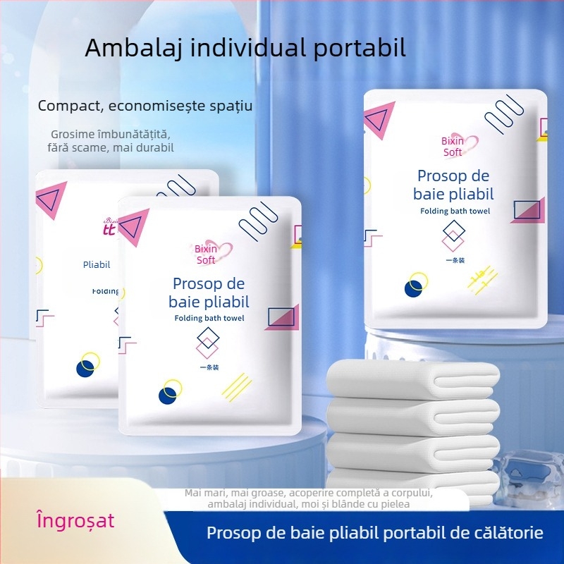 Prosop de baie de unică folosință, ambalat individual, din bumbac comprimat, mărime mare, pentru călătorii și hoteluri, uscare rapidă, pentru baie și plajă