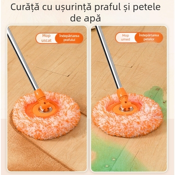Mop telescopic cu design floarea soarelui pentru pereți și plafoane – cap de bumbac, tijă din oțel inoxidabil