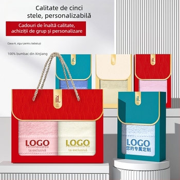 Set de prosoape de baie din bumbac 100% într-o cutie cadou, trei piese, personalizabil