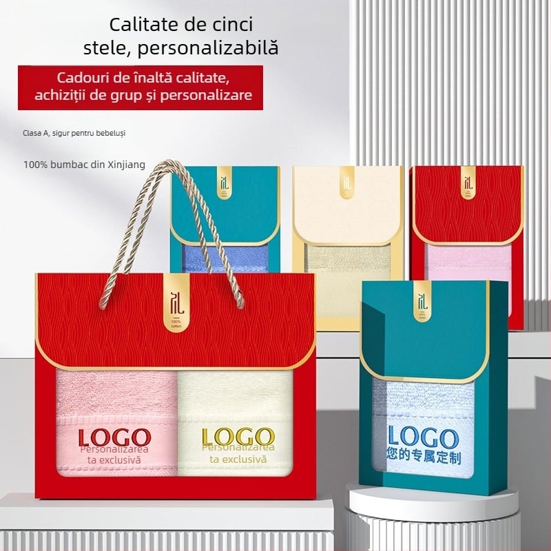 Set de prosoape de baie din bumbac 100% într-o cutie cadou, trei piese, personalizabil