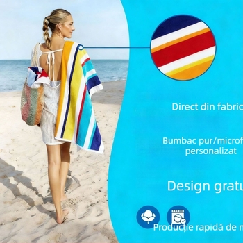 Prosop de plajă în dungi din microfibră, uscare rapidă, absorbant