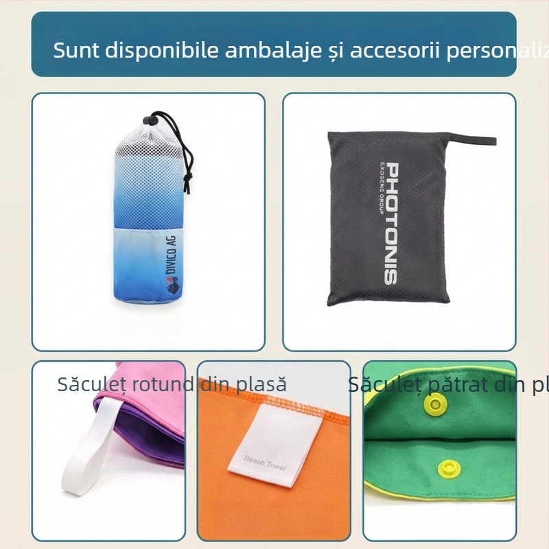 Prosop de plajă în dungi din microfibră, uscare rapidă, absorbant