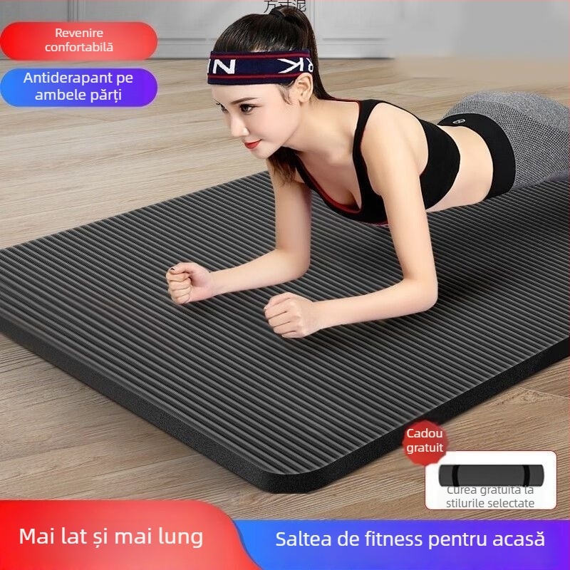 Saltea de yoga neagră 183×61 cm, grosime 10 mm, 1 bucată