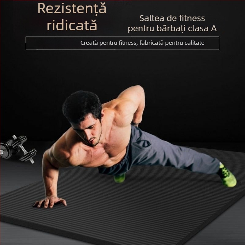Saltea de yoga neagră 183×61 cm, grosime 10 mm, 1 bucată