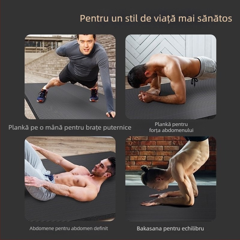 Saltea de yoga neagră 183×61 cm, grosime 10 mm, 1 bucată
