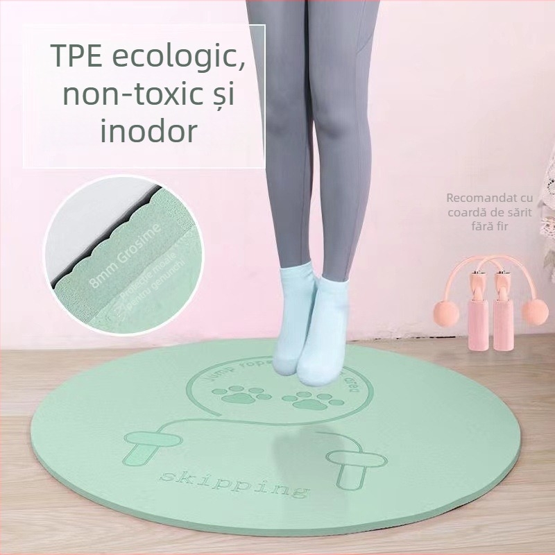 Covoraș de yoga rotund din TPE, grosime sporită pentru absorbția șocurilor, antiaderent, pentru fitness și meditație, 60×60 cm