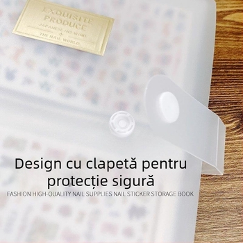Album de depozitare pentru autocolante de unghii, capacitate mare, protecție la praf, închidere cu capse, pentru unghii, unelte și accesorii