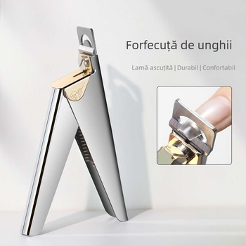 Unelte pentru artă a unghiilor din oțel inoxidabil: foarfeci pentru tăierea unghiilor, clește în formă de U pentru prelungirea unghiilor artificiale, foarfeci pentru manichiură franțuzească.