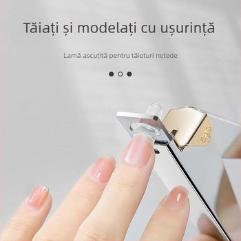 Unelte pentru artă a unghiilor din oțel inoxidabil: foarfeci pentru tăierea unghiilor, clește în formă de U pentru prelungirea unghiilor artificiale, foarfeci pentru manichiură franțuzească.