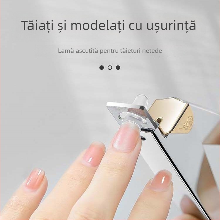 Unelte pentru artă a unghiilor din oțel inoxidabil: foarfeci pentru tăierea unghiilor, clește în formă de U pentru prelungirea unghiilor artificiale, foarfeci pentru manichiură franțuzească.