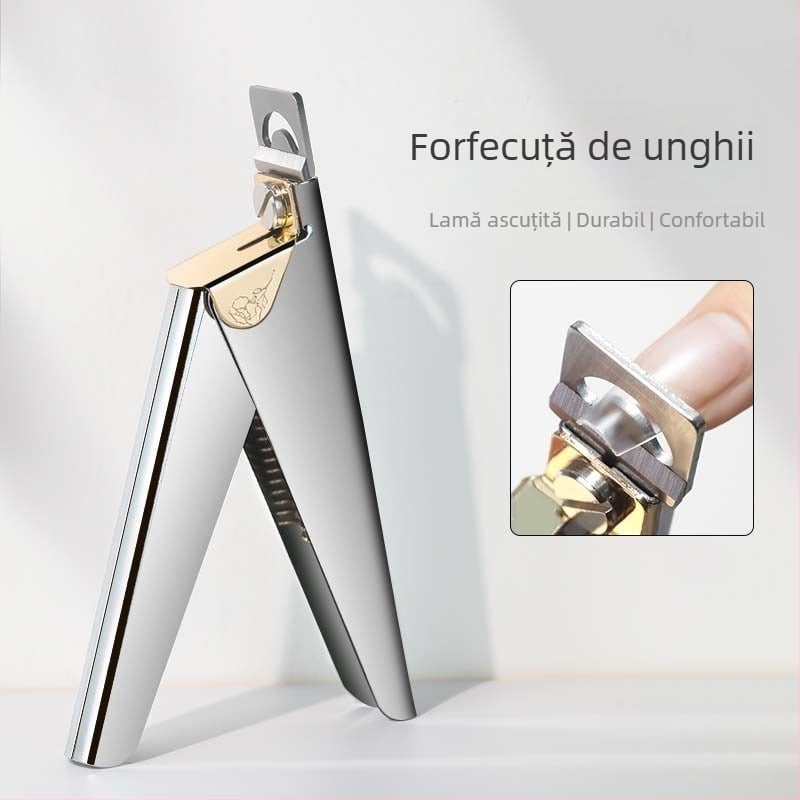Unelte pentru artă a unghiilor din oțel inoxidabil: foarfeci pentru tăierea unghiilor, clește în formă de U pentru prelungirea unghiilor artificiale, foarfeci pentru manichiură franțuzească.