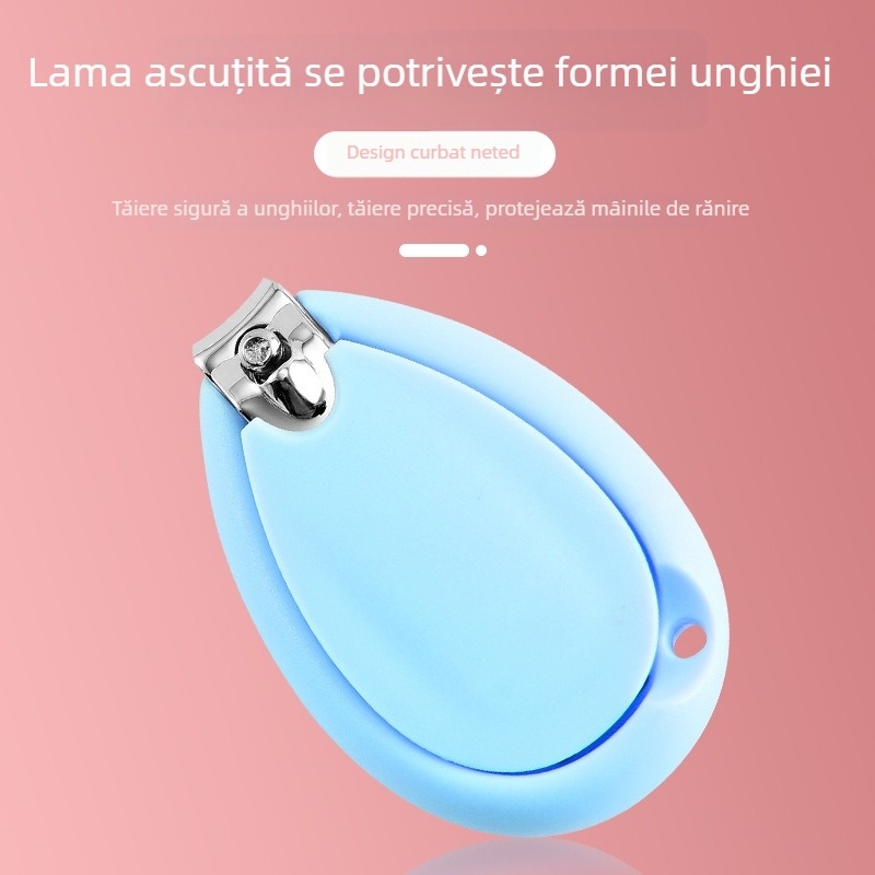 Set personalizat de tăiere a unghiilor pentru bebeluși — clește de unghii sigur pentru nou-născuți, design anti-înțepare, din plastic și oțel inoxidabil